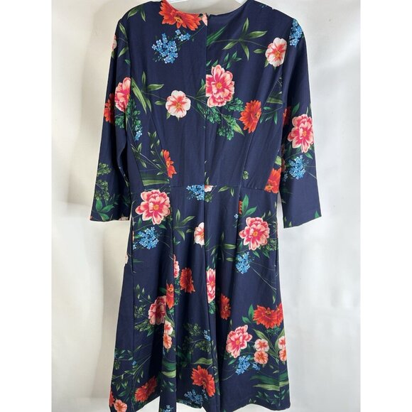 New Eliza J Garden Floral 3/4 Sleeve A Line Dress - Picture 8 of 8